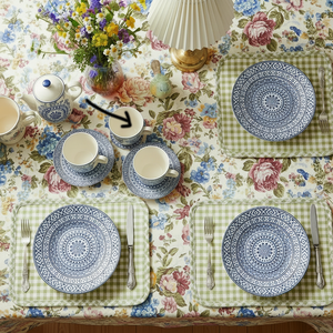 Service de table en céramique bleu floral bohème personnalisé, assiettes en porcelaine à décor <span class=keywords><strong>marocain</strong></span>, vaisselle résistante au lave-vaisselle pour la vente au détail et les événements - Product Image 3