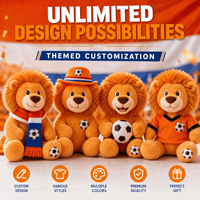 Peluche Lion de Football Européen Personnalisée Pays-Bas 2028 – Vente en Gros OEM ODM, Jouet en Peluche Doux, Mascotte de Football, Cadeau pour Fan