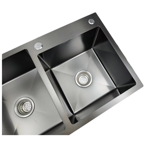 Évier Offset Undermount Évier de cuisine en acier inoxydable Drop In Double Bowl Évier de cuisine 78*45 - Product Image 3