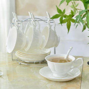 Juego de café y té de porcelana blanca clásica de porcelana real de Europa, juego de café de porcelana de hueso personalizable - Product Image 3