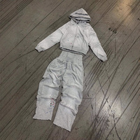 Ensemble de survêtement imprimé 2 pièces de haute qualité pour fabricant de vêtements de sport : sweat à capuche zippé noir brodé oversize et pantalon de jogging