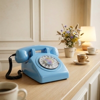 Téléphone fixe vintage à cadran rotatif style années 60, téléphone de bureau filaire rétro pour la décoration de la maison, café et accessoire photo
