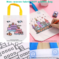 Tas Tote Non-Woven Custom Grosir untuk Mewarnai Sendiri, Tas Lukis Anak yang Dapat Digunakan Kembali untuk Aktivitas Interaktif Orang Tua-Anak