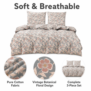Poland Local Hub 3 Piece Cotton Floral Bedding <b>Set</b> Queen Size Cottage Bloom <b>Comforter</b> EU Dropshipping - Product Image 3