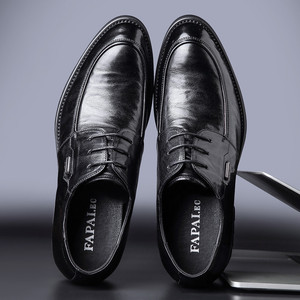 FAPA.LEO Chaussures Richelieu pour Hommes en Cuir Pleine Fleur de Mouton Noir, Rehaussement de 6 cm, à Lacets, pour Bureau et Cérémonies - Product Image 2