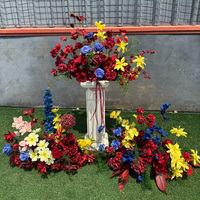 Décoration de mariage, panneau floral exquis de 50 cm, rouge bordeaux, haute qualité, rangée de fleurs personnalisée pour l'allée