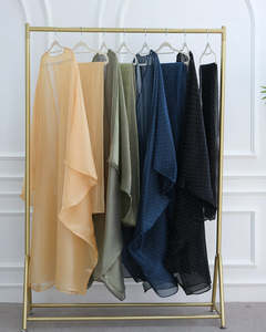 Abaya noire à pois transparente de luxe personnalisée Leduo avec hijab assorti - Robe kaftan élégante et modeste - Product Image 3