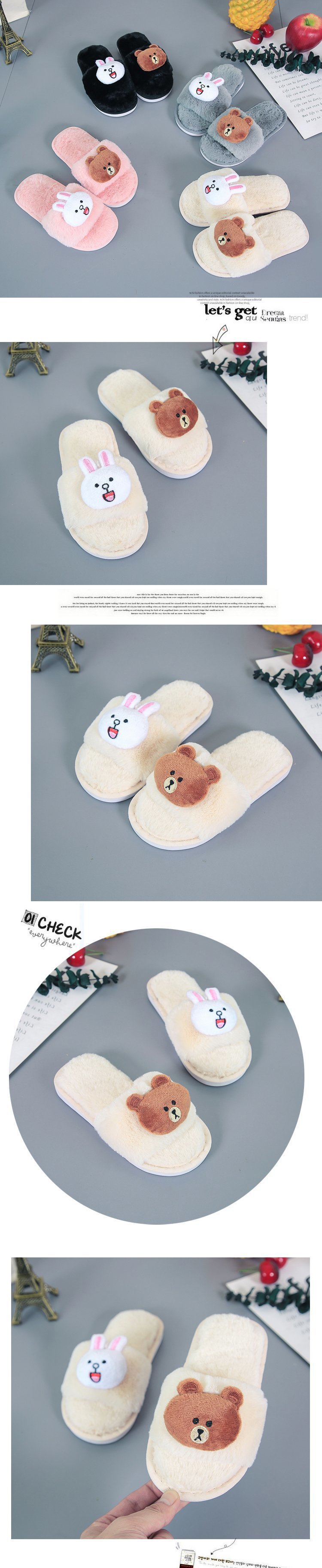 Cute Cartoon Children's Furry Slippers for Boys and Girls Indoor Cotton Slippers Non-slip Baby Shoes