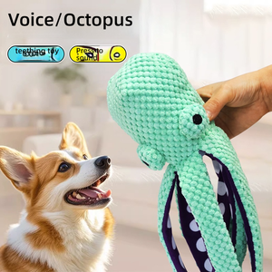 귀여운 클래식 문어 플러시 씹는 장난감, 친환경적이고 내구성이 뛰어난 장난감, 상호작용 놀이, 치아 청소, 지루함 해소용 - Product Image 1