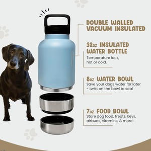 Mangeoire pour animaux de compagnie isolée OEM 32oz 3 en 1 1000ml bouteille d'eau portable de voyage en plein air pour chiens couleur personnalisée logo personnalisé - Product Image 3