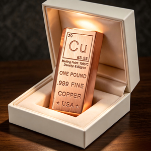 1 Pound 999 Fine Copper Bullion Bar Periodic <b>Table</b> Cu Engraved USA Star Mark Collectible Metal Ingot With Premium Gift Box - Product Image 3