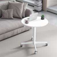 OMNI Table ronde réglable pour petit espace Bureau mobile pneumatique moderne avec roulettes Bureau d'ordinateur portable pour la maison/le bureau