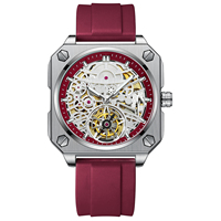 Reloj BINBOND de Acero Inoxidable, Tourbillon Automático, Mecánico, con Cristal Transparente, Resistente al Agua, a la Moda