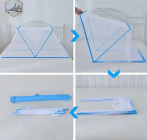 Strong Anti Plastic Mosquito Net Canopy for <b>Double</b> <b>Bed</b> Crib and Guest Room Soft Breathable Fabric Easy <b>Fold</b> Pouch Wholesale - Product Image 4