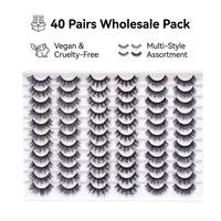 Lot de 30 paires de faux cils 3D en cheveux synthétiques, effet naturel et spectaculaire, styles variés, réutilisables, sans cruauté animale