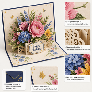 Tarjeta de Felicitación 3D Pop-up para el Día de la Madre, con Colibrí, Girasol y Flores, Tarjeta de Cumpleaños o Festiva para Mujeres, Esposas, Abuelas, con Sobre - Product Image 6