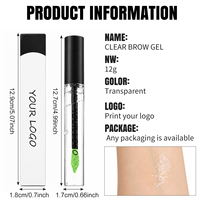 Gel à sourcils transparent 12g, léger, naturel, gel coiffant pour sourcils 3D, brosse en silicone souple, séchage rapide, non collant, hydratant