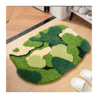 Modern Flower Pattern Green Color High Low Pile Non-Slip Carpet Fluffy Soft Bathroom Mat Decoration Plush Rug