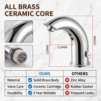 Robinet de lavabo automatique sans contact de luxe avec mitigeur chaud et froid à montage latéral pour lavabo de salle de bain moderne