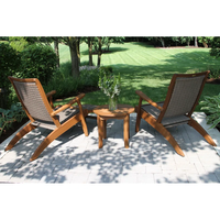 Ensemble de salon d'extérieur 3 pièces : chaise inclinable, table d'appoint, ensemble de sièges de conversation et de relaxation pour patio et jardin