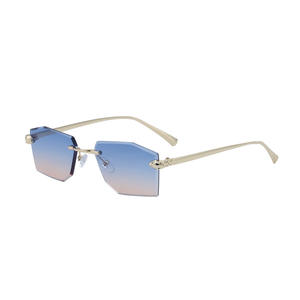 2025 nuevas gafas de sol de alta gama Retro poligonal sin Marco embellecedor de diamantes para mujeres y hombres <span class=keywords><strong>lentes</strong></span> grises polarizadas estilo cuadrado - Product Image 5