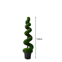 Vente en gros de décoration de jardin en plastique pour la maison, bonsaï en spirale, faux arbres topiaires artificiels d'extérieur