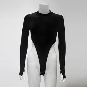 <span class=keywords><strong>Tuta</strong></span> intera da donna <span class=keywords><strong>nera</strong></span> <span class=keywords><strong>elegante</strong></span> a maniche lunghe, sexy, a vita alta, monocolore, aderente, con taglio alto, modello 2026, di gran moda - Product Image 2