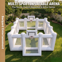Terrain de sport gonflable blanc, terrain de football et de basketball gonflable, grande arène de jeu gonflable pour location de fête, jeu en plein air pour enfants et adultes