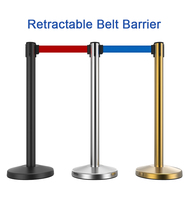 Barrera de Control de Multitudes de Acero Inoxidable, Barrera Retráctil con Cinta, Poste Separador de Filas para Exteriores, Aceras, Exposiciones y Eventos