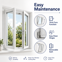 Ventana Abatible de Aluminio con Rotura de Puente Térmico Certificada CE, Ventana con Doble Acristalamiento, Resistente al Viento y al Agua, para Reemplazo en Viviendas