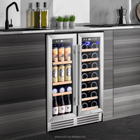 Réfrigérateur à vin et boissons électrique encastrable X 120L en acier inoxydable à deux zones avec contrôle de température indépendant pour bar à domicile et usage commercial