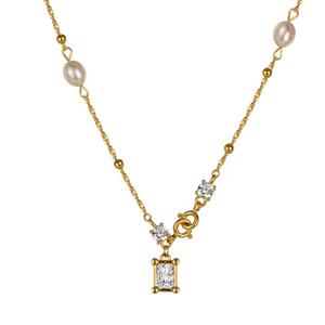 Remarquable Icebella Meilong Bijoux 925 Sterling Silver Choker Transparent 5a Zircon Naturel Baroque Perle Double Chaîne Collier - Product Image 6