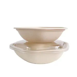 Eco Friendly Bowls with Lid Hexagon Salad Food Bowl Takeaway Packaging Biodegradable Take Out Box Food Paper Container