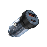 Chargeur de voiture transparent à double Port USB A USB C PD3.0 QC3.0 20W chargeur de voiture à charge rapide pour voyage en voiture