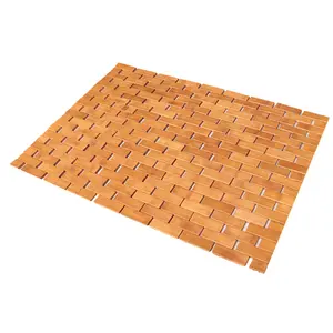 Tapis de bain naturel tissé en bambou, antidérapant, tapis de bain épais, décoration de la maison