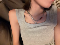Collar Único de Doble Capa con Diamantes y Colgante Giratorio, Hipoalergénico, Superventas, Joyería Fina Casual para el Trabajo