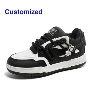 Factory Price Men's Casual Board Shoes Comfortable PU Walking Shoes Thick Soled Breathable Mesh Rubber Customizable Summer