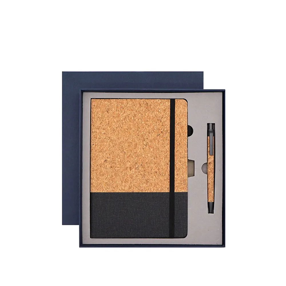 Wood Grain PU Splicing Notebook Set Hardcover bisnis pengatur kantor Agenda penutup PVC jahit sekolah menulis kotak kemasan