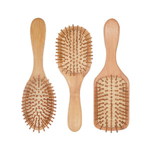 Oem anti-statik Detangling sağlık masaj hava yastığı Logo ahşap bambu saç fırçaları ile tarak ahşap saç fırçası - Product Image 4
