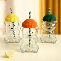 Verres à boire en forme d'ours au design classique, mignons, en forme de dessin animé, pour café, jus, avec paille, pour thé et lait, utilisation en restaurant