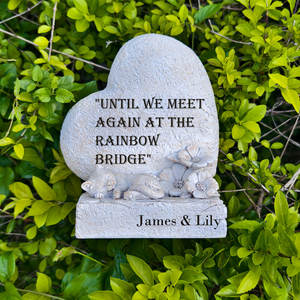 <span class=keywords><strong>Pet</strong></span> Cat-Themed Unregelmäßig geformter Harz-Gedenk stein Hand bemalte gravierte Kunst statue Regenbogen brücke Inschrift Outdoor-Modell - Product Image 2