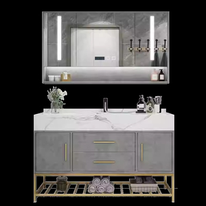 <b>Wall</b> <b>Mounted</b> Sink <b>Cabinet</b> With Double Drawers Bathroom LED Mirror Light <b>Cabinet</b> Furniture Vanity Bathroom <b>Cabinet</b> - Product Image 2