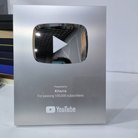 Premio Botón de 100K Reproducciones de YouTube, Placas de Premio de Aluminio Personalizadas, Premios de Creadores de YouTube 2026 en Oro