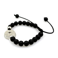 Bracelet à perles avec motif de drapeaux nationaux de 287 pays, unisexe, perles de cristal noires, bouton-pression, bracelet d'équipe sportive pour femmes