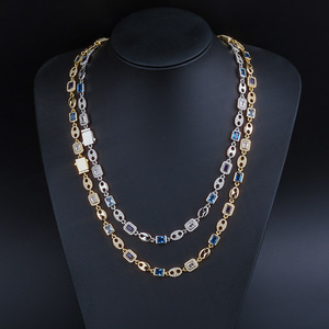 Collier de luxe personnalisé en moissanite arc-en-ciel, chaîne hip-hop en argent sterling 925, sertie de pierres VVS multicolores, testée au diamant, bijoux - Product Image 1