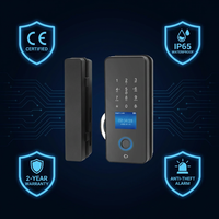 Cerradura Inteligente Deve Comercial sin Marco, con Lector de Huellas Dactilares, Tarjeta, Código, Aluminio, Biométrica, Digital, Electrónica, Tuya, para Puerta de Vidrio