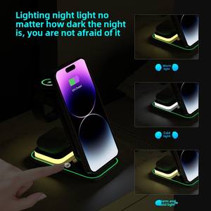 Cargador inalámbrico magnético 3 en 1 con luz LED Cargador inalámbrico de <span class=keywords><strong>carga</strong></span> rápida de 15W para iPhone <span class=keywords><strong>Samsung</strong></span> - Product Image 5