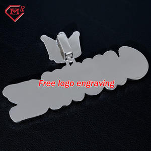 Подвеска из муассанита на заказ, с эмалевым контуром, в стиле хип-хоп, из стерлингового серебра 925 пробы, инкрустированная муассанитом, подвеска-буква - Product Image 3