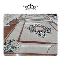 Benutzer definierte hochwertige Marmorplatte Bodenbelag Teppich Design mit Messing Inlay Wasserstrahl Boden Medaillon Stein Mosaik fliesen niedrigen Preis