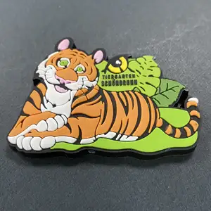 Esmalte suave 3D Zoo lindo recuerdo en relieve personalizado nevera pegatina Animal Tigre PVC imán de nevera
